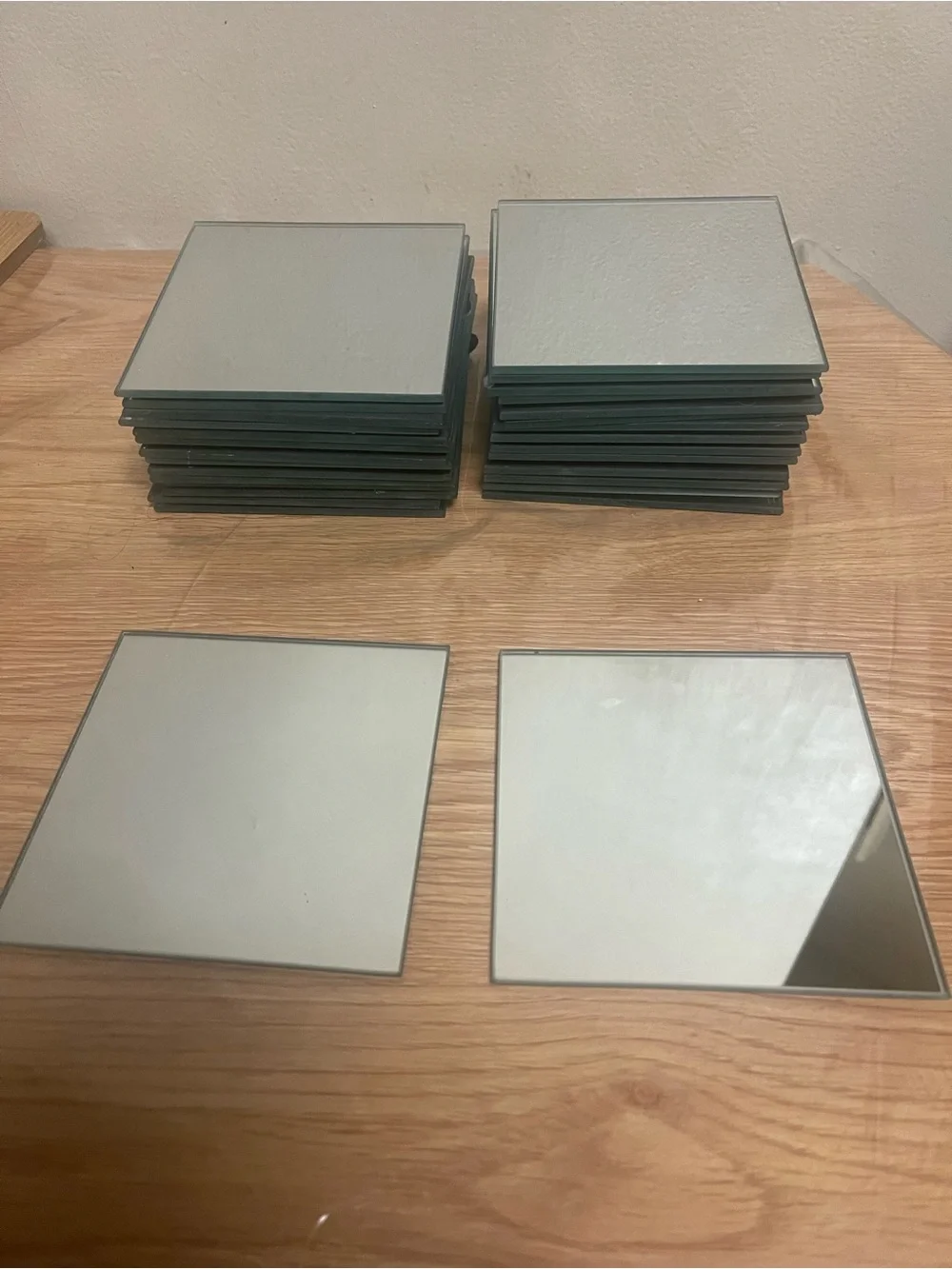 Small square mirrors with a smooth seamed edge 30 pieces